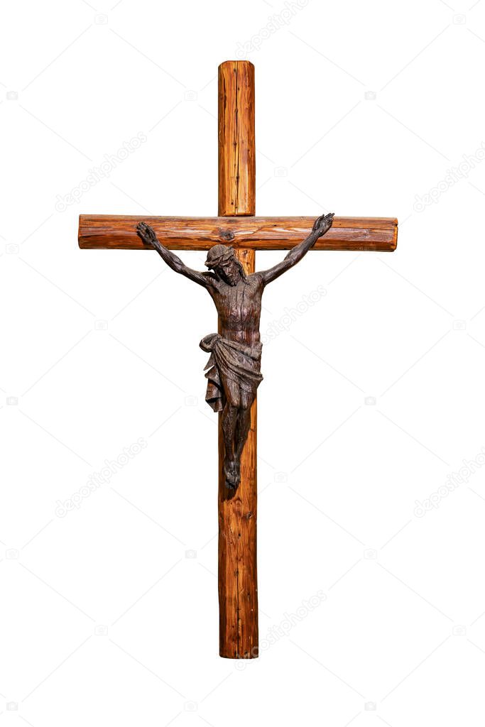 Jesus on the cross isolated on white