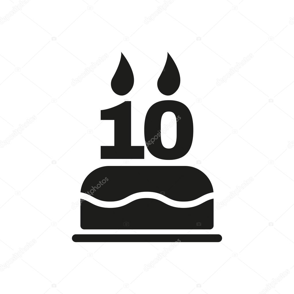 The Birthday Cake With Candles In The Form Of Number 10 Icon Birthday Symbol Flat Stock Vector Image By C Vladvm