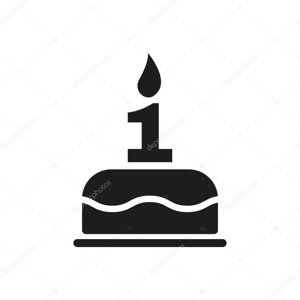 Le Gateau D Anniversaire Avec Des Bougies Sous La Forme De L Icone Numero 1 Symbole D Anniversaire Plat Image Vectorielle Par Vladvm C Illustration