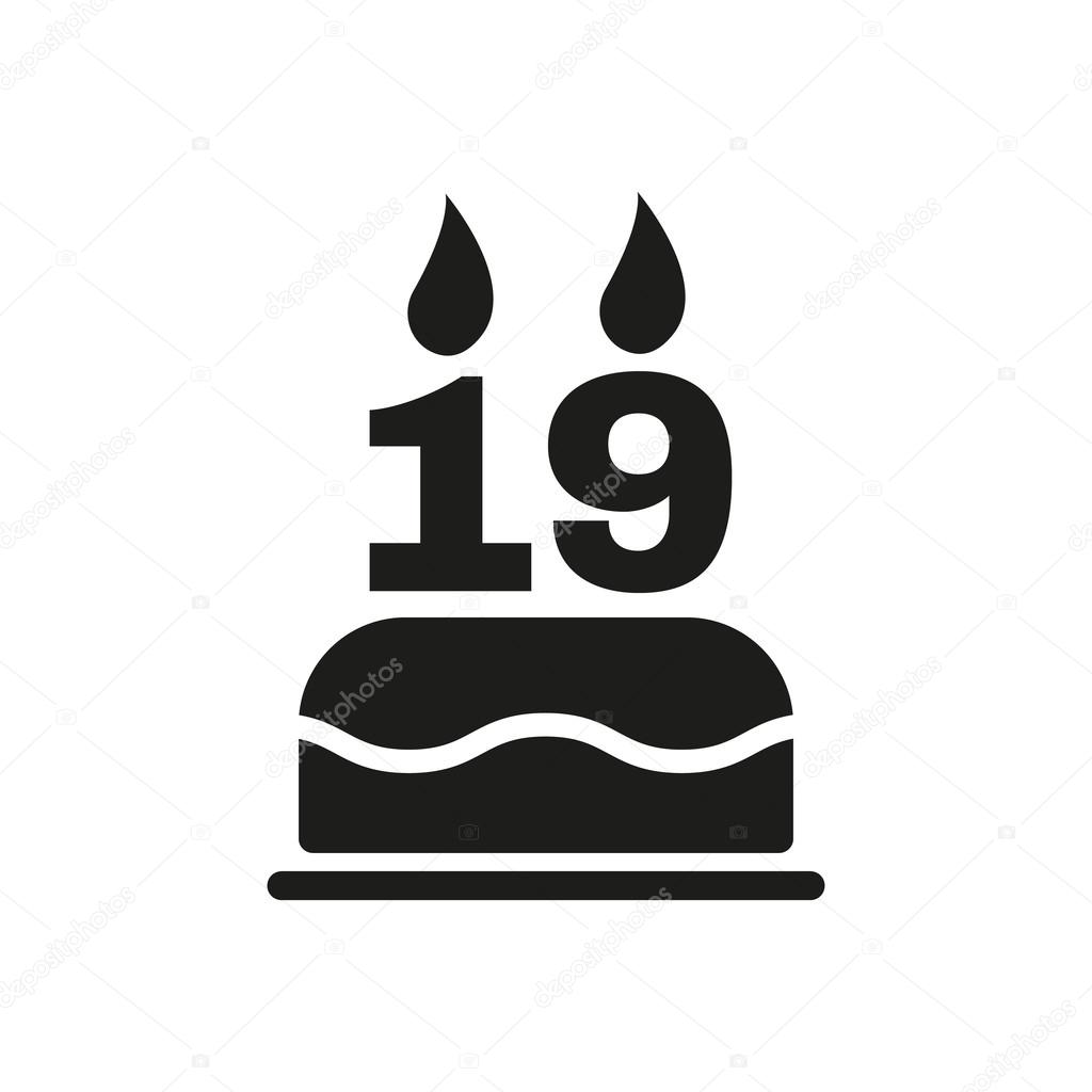 The Birthday Cake With Candles In The Form Of Number 19 Icon