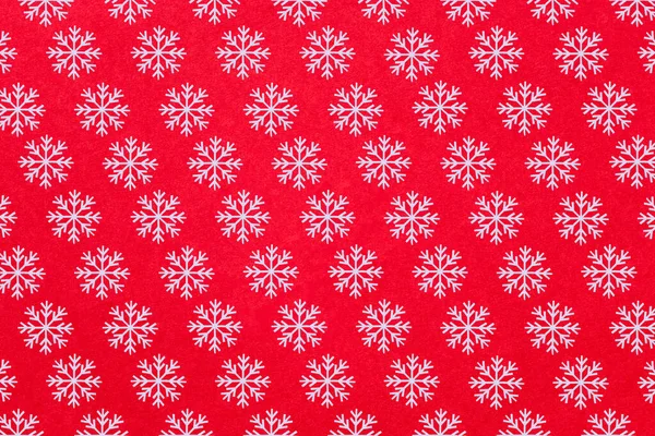 White Snow Flakes Decorated Red Background Flat Lay Christmas Decoration — Stock Photo, Image