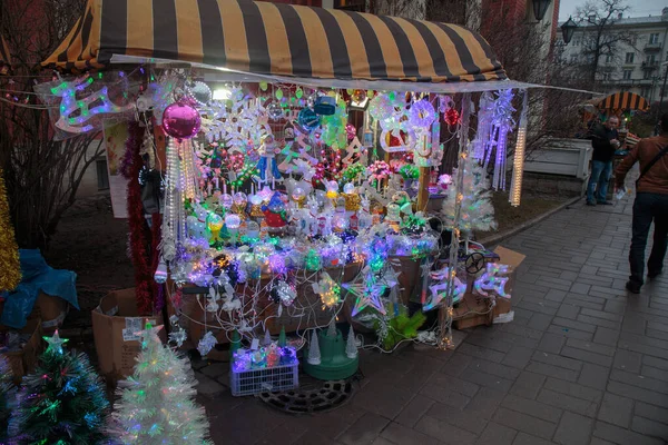 Mené Décorations Noël Sur Marché Vendre Sur Foire Noël — Photo