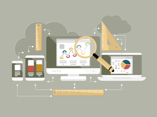 Düz Tasarım Web analytics illüstrasyon vektör