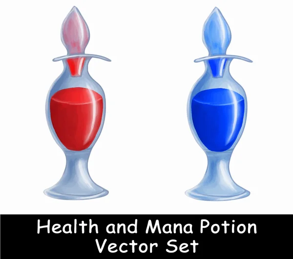 Health and Mana potion vector illustration set — Stock Vector