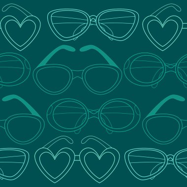 Gözlük seamless modeli, retro güneş gözlüğü. vektör çizim