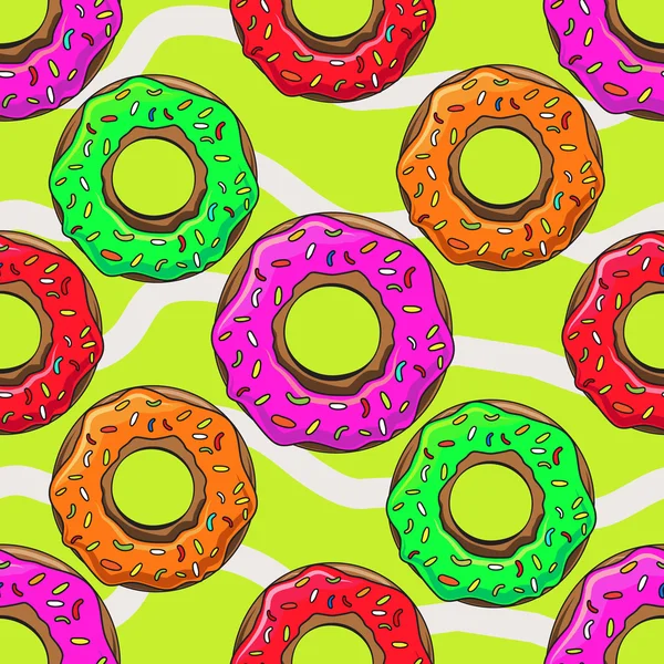 Donut met hagelslag naadloze patroon vectorillustratie — Stockvector