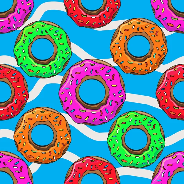 Donut com borrifos sem costura padrão vetor ilustração — Vetor de Stock