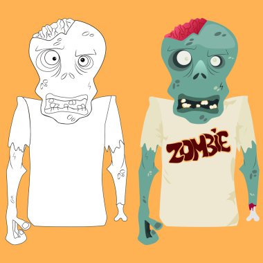 Zombi sketch vektör çizim boyama