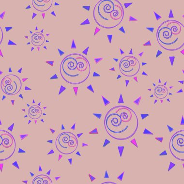 Çizgi film güneş Dikişsiz desen illüstrasyon