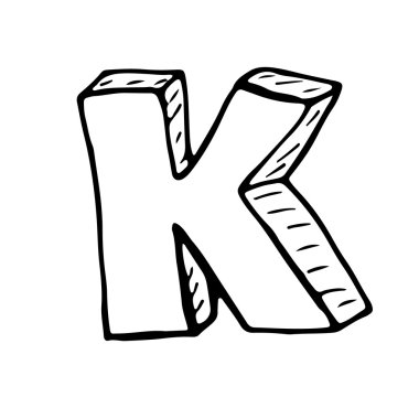 İngilizce alfabe - elle çizilmiş harf E