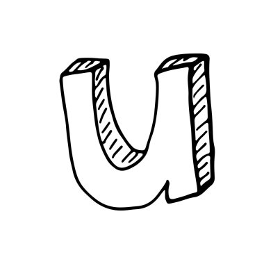 İngilizce alfabe - elle çizilmiş harf E