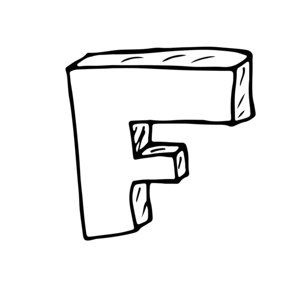 Alfabeto inglés - letra F dibujada a mano — Vector de stock