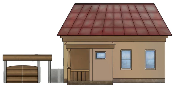 Будинок з воротами ілюстрація — стоковий вектор
