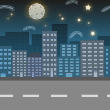 Gece şehir mavi konumu illüstrasyon