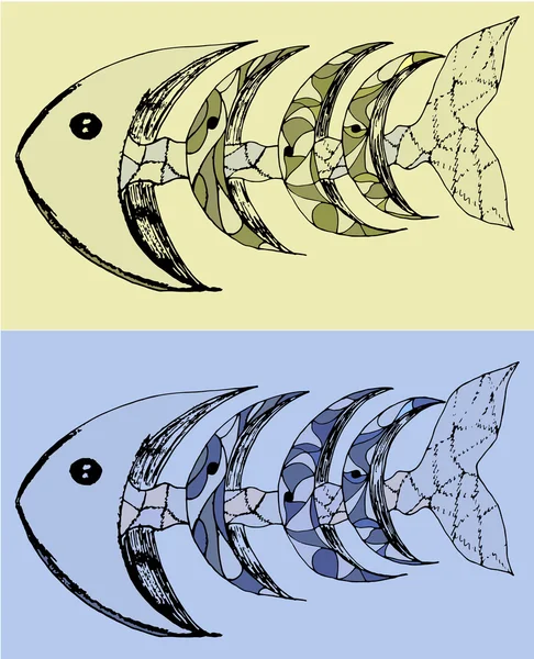 Peixe com ossos ilustração vetorial abstrata —  Vetores de Stock