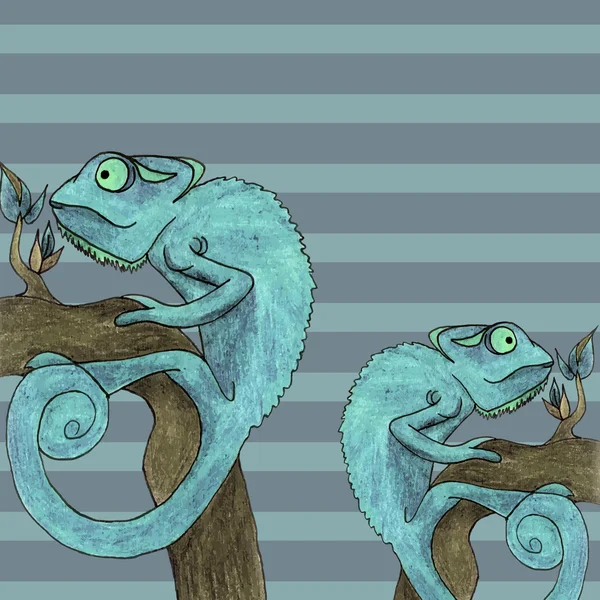 Chameleon kartu vektorové ilustrace — Stockový vektor