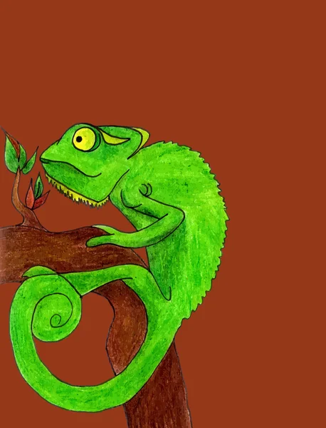 Chameleon cartoon vektor illustration — Stock vektor