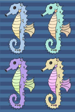 Denizatı karikatür vektör çizim set