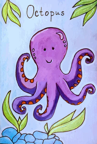 Octopus desenho animado ilustração vetorial —  Vetores de Stock
