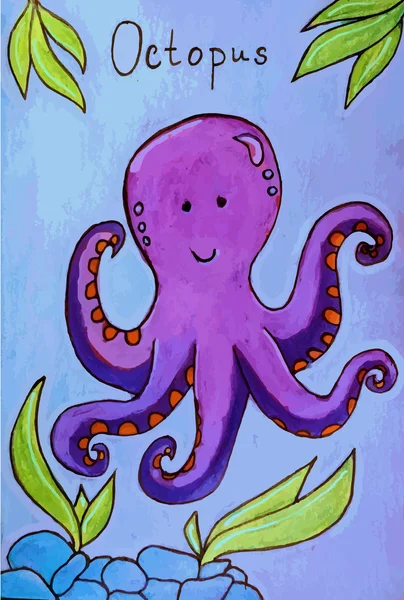 Octopus desenho animado ilustração vetorial —  Vetores de Stock