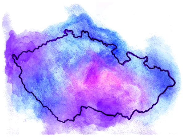 Tschechische republik vektor aquarell karte illustration — Stockvektor