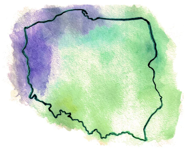 Polônia vetor aquarela mapa ilustração —  Vetores de Stock