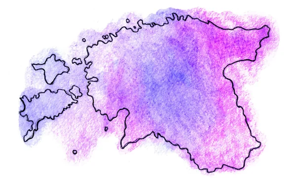 Estónia vector aquarela mapa ilustração —  Vetores de Stock