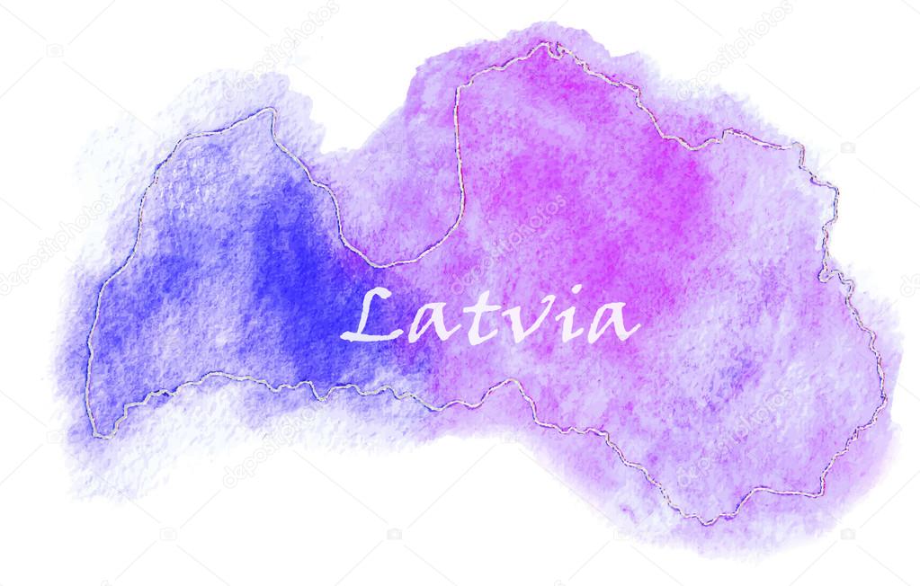 Latvia vector watercolor map illustration