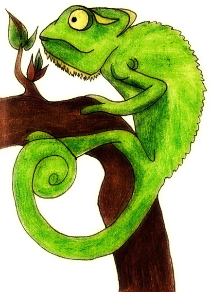 Ilustración de dibujos animados camaleón — Foto de Stock