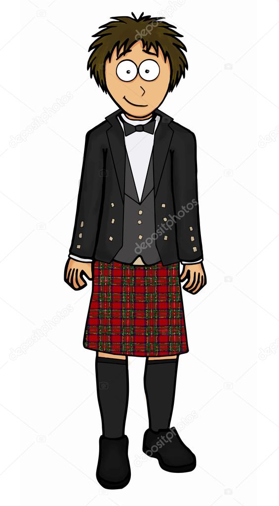 Man in scottish kilt vector illustration