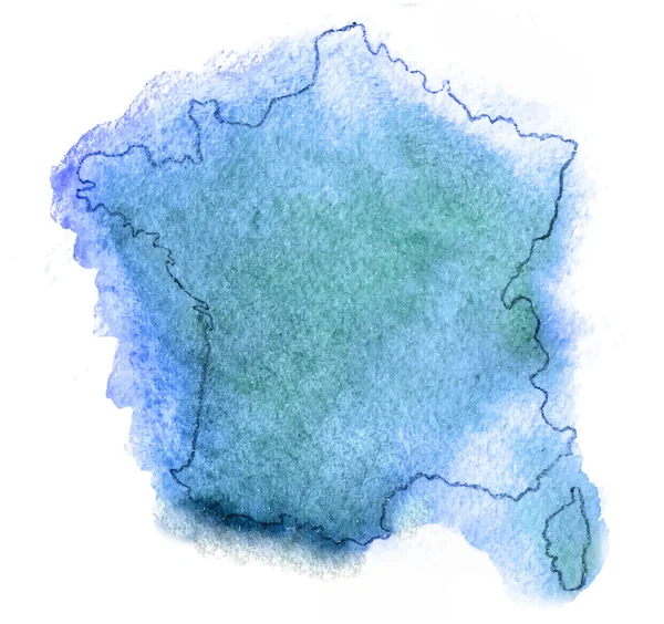 França vetor aquarela mapa ilustração —  Vetores de Stock