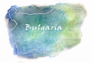 Bulgaristan vektör suluboya harita illüstrasyon