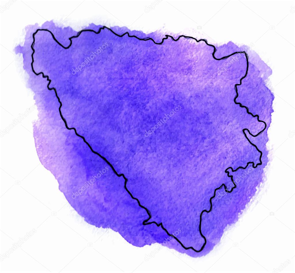 Bosnia & Herzegovina vector watercolor map illustration