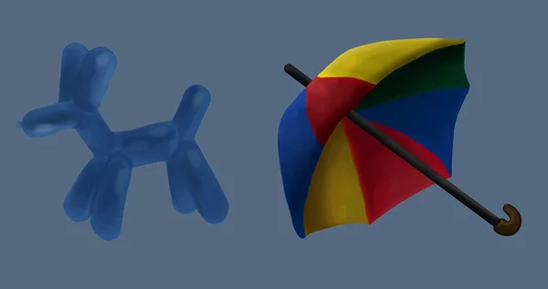 Umbrella and balloon circus vector illustration — Stock Vector