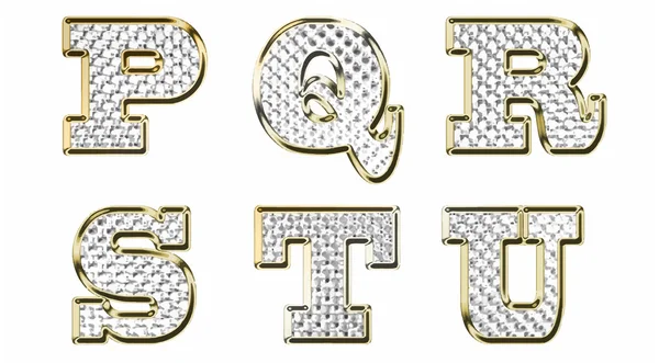 Inglés p q r s t u gold text vector illustration — Archivo Imágenes Vectoriales