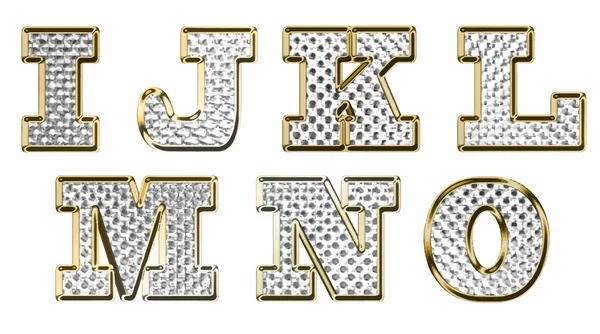 Inglés i j k l m n o gold text vector illustration — Archivo Imágenes Vectoriales