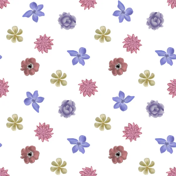 花レトロ パターン シームレスなベクトル図 — ストックベクタ