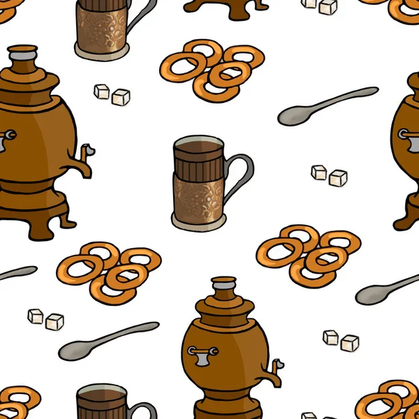 Русская векторная иллюстрация чайной церемонии — стоковый вектор