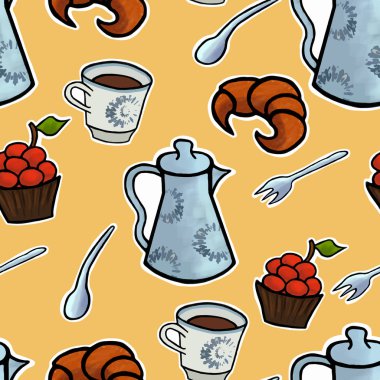 İngilizce çay töreni vektör Dikişsiz desen çizim