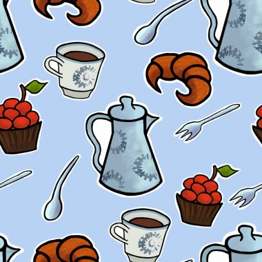 İngilizce çay töreni vektör Dikişsiz desen çizim