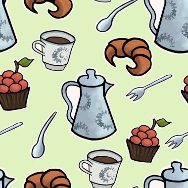 İngilizce çay töreni vektör Dikişsiz desen çizim