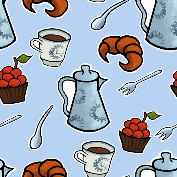 İngilizce çay töreni vektör Dikişsiz desen çizim