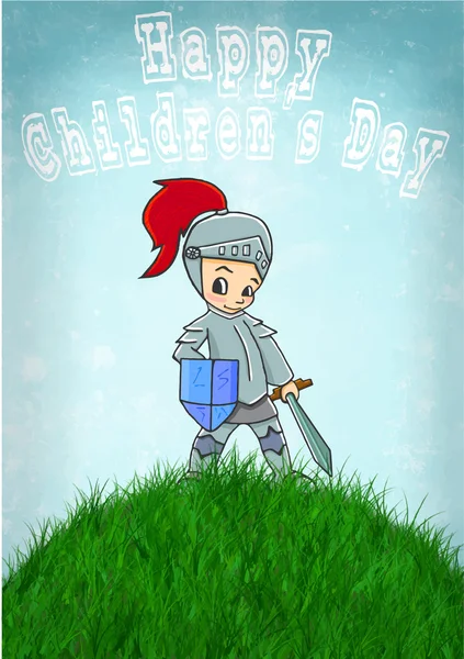 Ritter glücklich Kinder Tag Vektor Illustration — Stockvektor