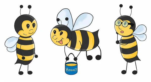 Pszczoła zestaw ilustracji wektorowych — Wektor stockowy