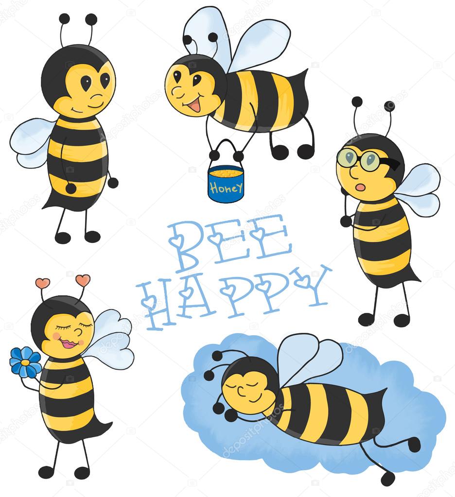 Cartoon Bees vector illustration set
