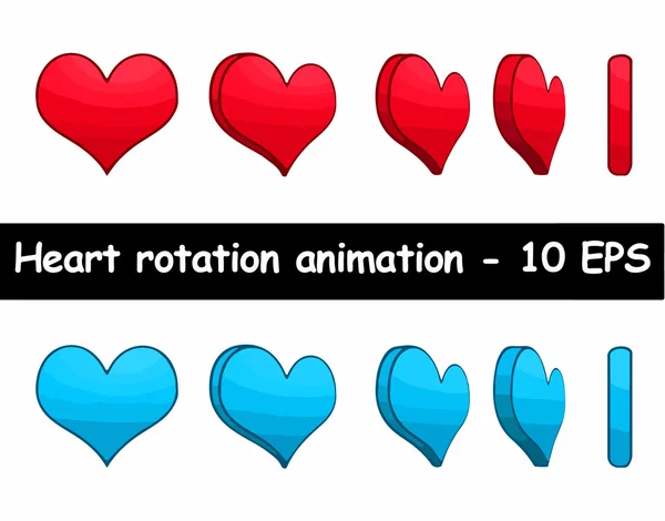 Heart rotation animation vector illustration — Stock Vector