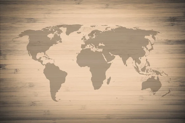 Mapa do mundo sobre fundo textura de madeira — Fotografia de Stock
