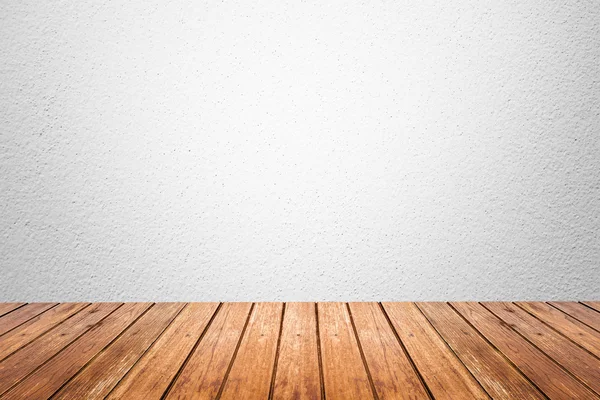 Chambre vide de mur blanc et plancher de bois — Photo