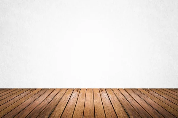 Empty room of white wall and wood floor — Stock Photo, Image