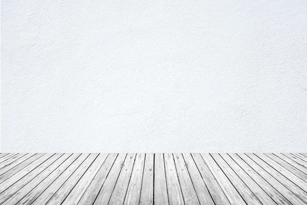 흰색 벽과 나무 바닥의 빈 공간 — 스톡 사진